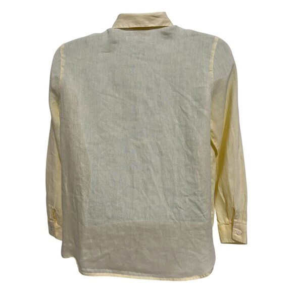 J. Jill Love Linen Womens XS Button-Up Shirt Light Yellow - Picture 2 of 10